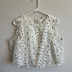 White Floral Business Tank